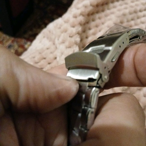 Metal watch bracelet new, stainless steel with double clasp