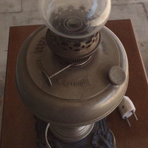 Antique Ditmar oil lamp from Austria used, electric conversion