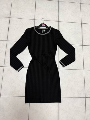 H&M elastic ribbed mini black dress brand new