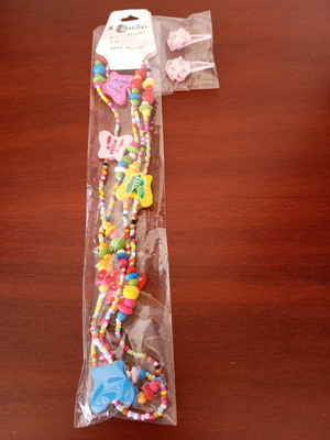 Children's necklace new with colorful hair clips