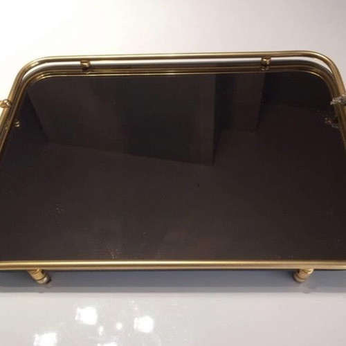 Metal tray with smoked mirror new