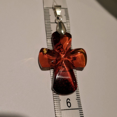 Hope Cross new with natural Baltic amber and gold-plated links