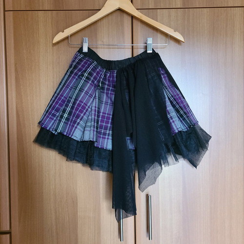 Petticoat tartan skirt used, goth punk handmade details
