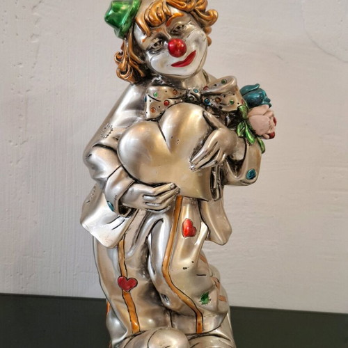 Vintage Bougelli Italian Sterling Silver Clown with Heart like New