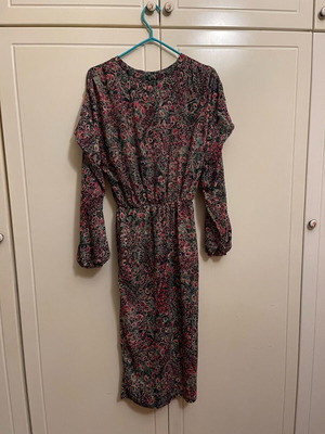Zara Trafaluc dress womens small size peacock feather pattern elastic waist like new