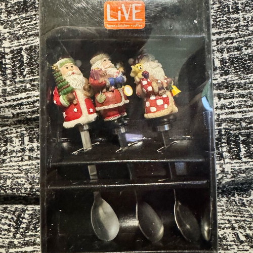 Set of 3 Christmas Spoons New with Santa Claus Figures