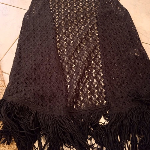 Thin knitted coat with fringes like new, size S, M, black