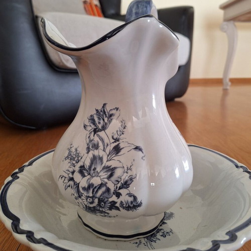 Large pitcher (lavomano) with plate new, handmade earthenware