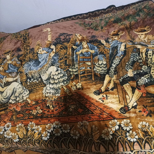Vintage wall rug with Spanish dance theme, like new, 1960s
