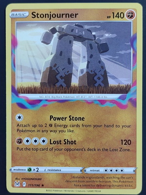 Stonjourner Pokémon card near mint from Lost Origin set