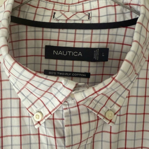 Nautica checked shirt like new, size L, white
