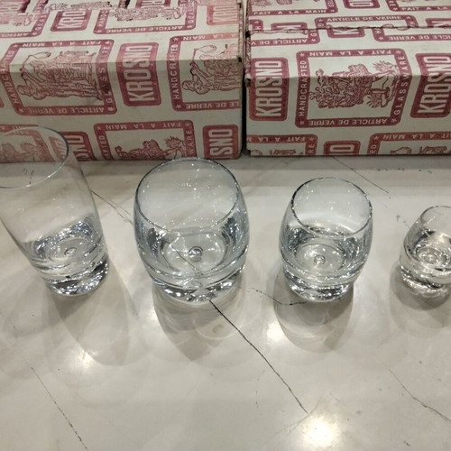 Vintage Krosno glassware set 24 pieces Roly-Poly Wobble