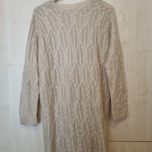 Mohair cardigan used with cable knit and pink buttons, one size