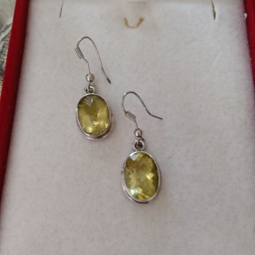 Silver earrings with oval natural citrine stones like new