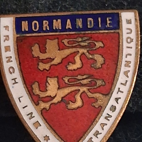 SS Normandie 1935 enamel pin by Duseaux Paris, French Line CGT