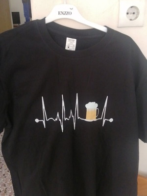 Unisex t shirt 2XL καινούργιο με εκτύπωση καρδιογραφήματος με μπύρα, 100% βαμβάκι