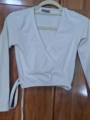 Sheddo girl's ballet cardigan, white, long sleeves