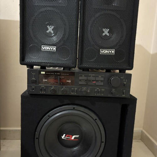 TRF subwoofer and Vonyx speakers audio system with amplifier