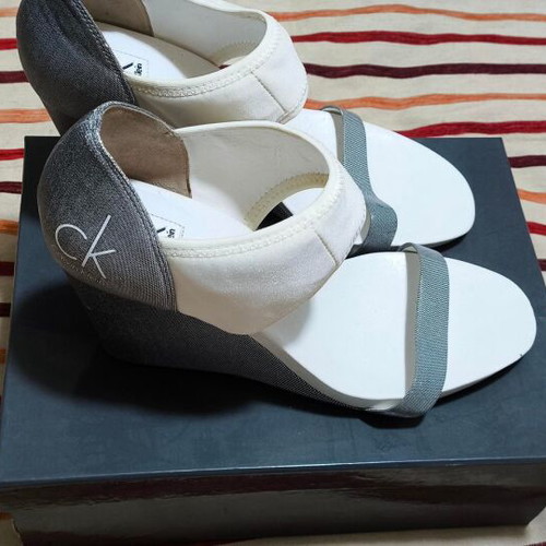 Calvin Klein women's sandals used, white and gray, size 40