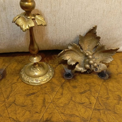 Brass set candle holder and ashtray like new