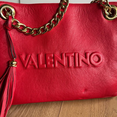 Valentino leather shoulder bag like new, red with dent