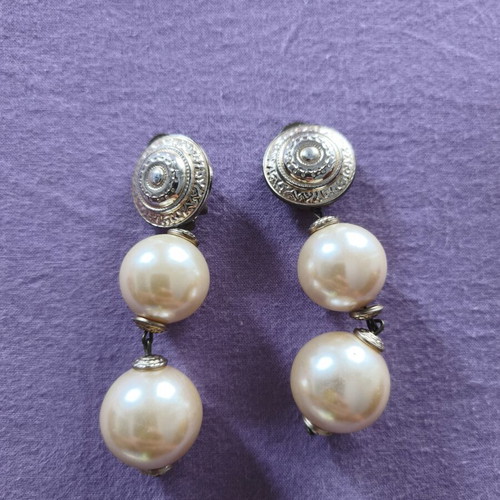Earrings two sets with clips, used, multicolor
