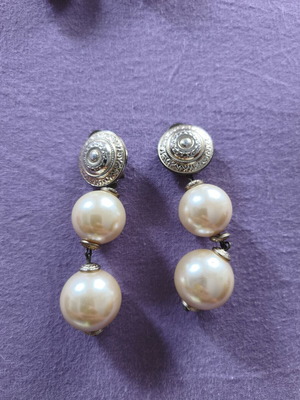 Earrings two sets with clips, used, multicolor