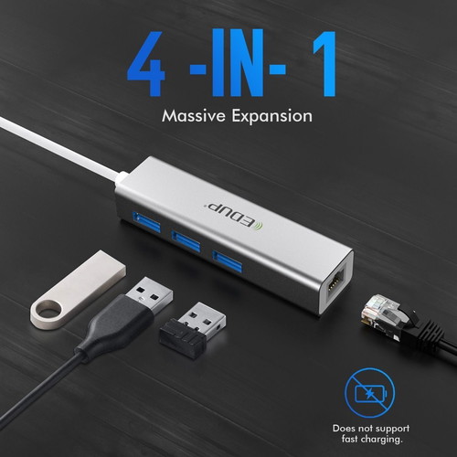 EDUP EP-9801 Type-C LAN adapter with 3 USB 3.0 ports made to order