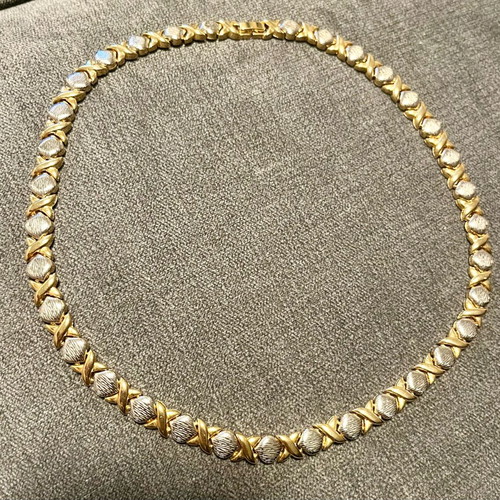 Hugs & Kisses necklace two-tone stainless steel like new