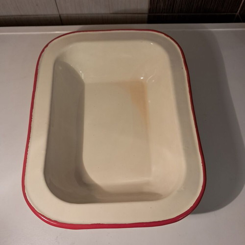 Vintage enamel kitchen baking tray like new, 28 x 21 cm