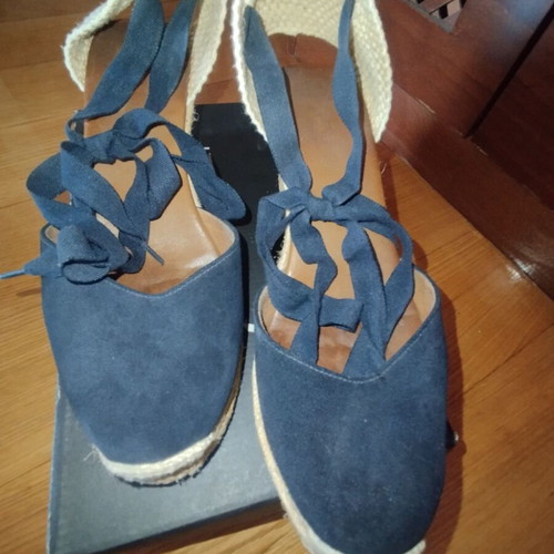 Viguera Blue Suede Espadrille Platform Sandals Size 39 Like New
