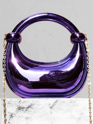 Women's bag new, handheld, metallic purple