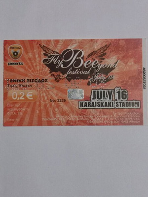 Fly Beeyond Festival Ticket July 16 2008 Sex Pistols New York Dolls like new