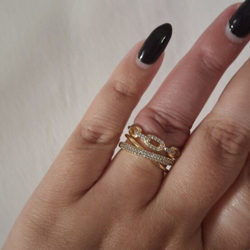 Steel ring in gold color with adjustable opening