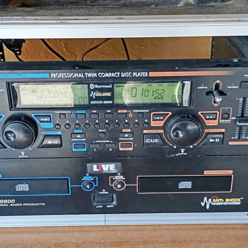 Microphone set used with woofer, mixer, Magnat speakers, DJ CD player