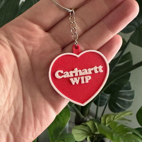Carhartt heart keychain charm new, red 3d printed