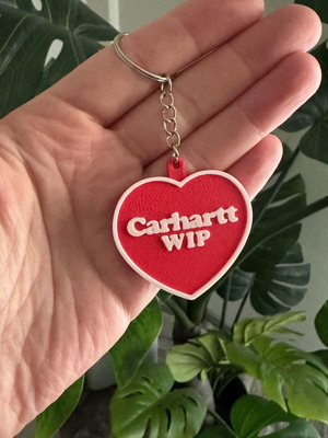 Carhartt heart keychain charm new, red 3d printed