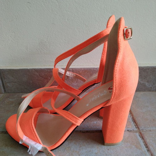 Fluorescent orange sandals new, size 38