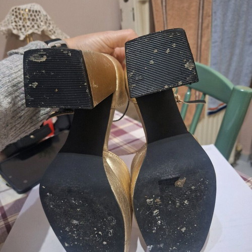 Heels with platform gold like new, thick heel