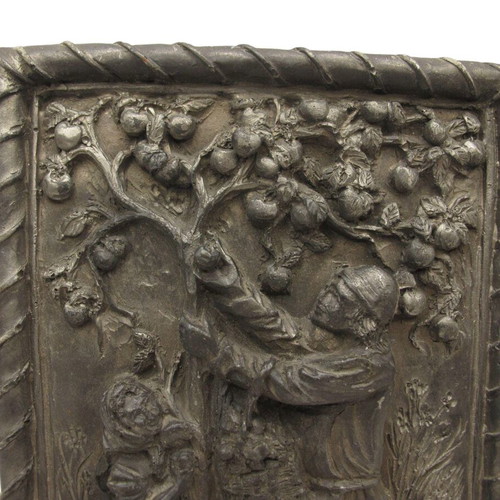 Decorative Tin Relief Painting from 1960s with Autumn Scene