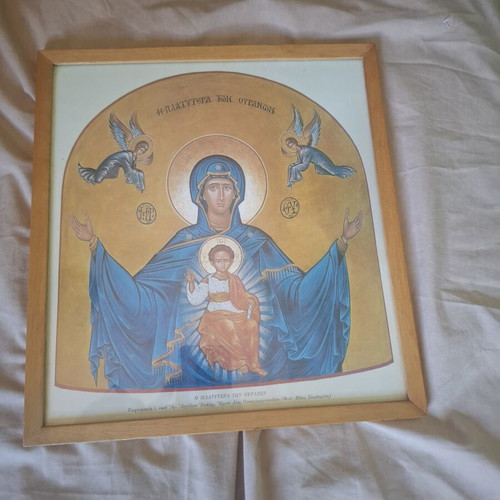 Vintage religious icons pair used with frames