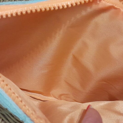 Vichy toiletry bag new, blue terry cloth with waterproof lining