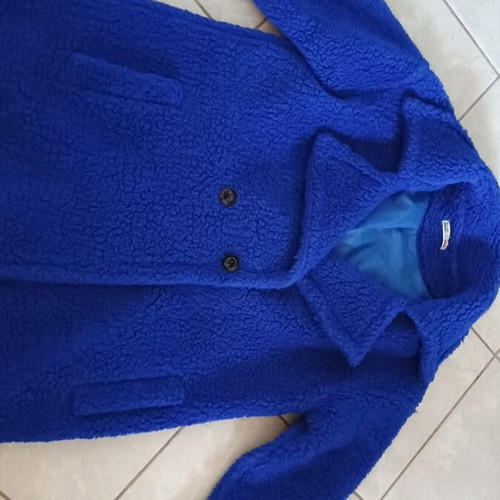 Teddy coat used, electric blue, one size, made in Italy