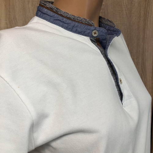 Inditex blouse, white and blue, size S