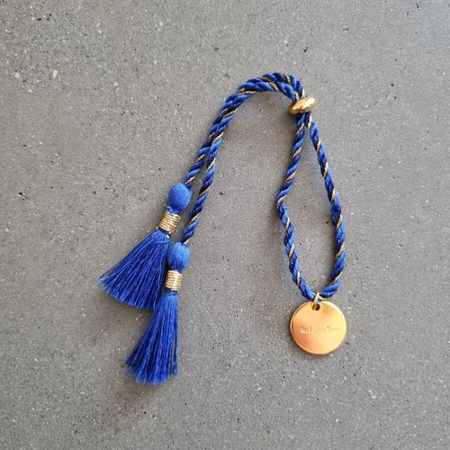 Rituals bracelet with pendant and adjustable cord, new blue and gold