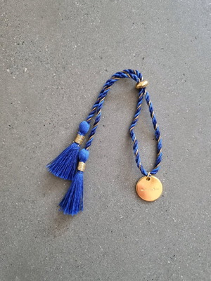 Rituals bracelet with pendant and adjustable cord, new blue and gold
