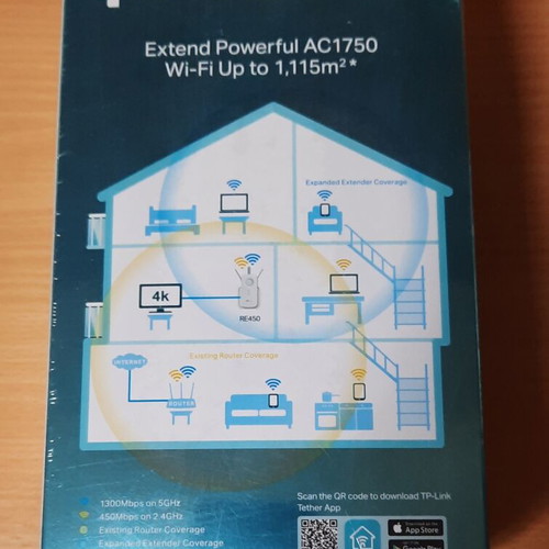 TP-Link RE450 AC1750 Wi-Fi Range Extender, new