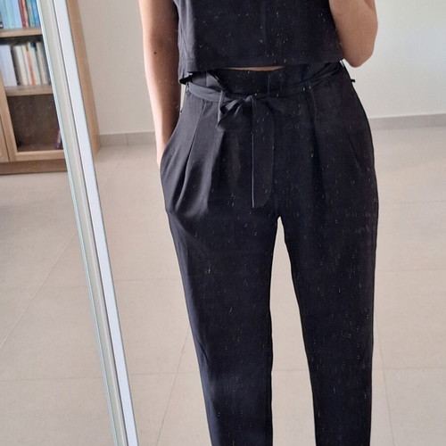 Don't Speak High-Waisted Black Paperbag Trousers with Belt, Size M