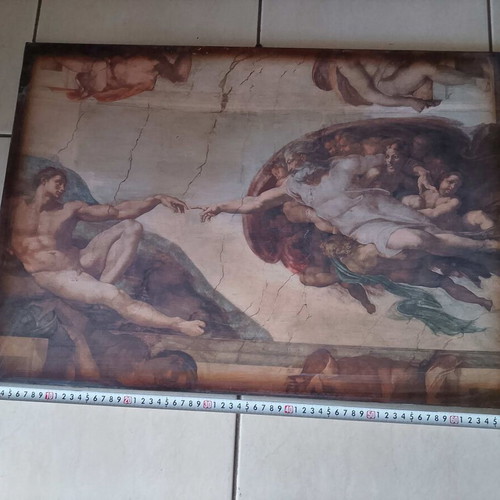 Digital print painting The Creation of Adam, like new, 68x48 cm