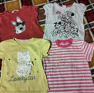 4 κοντομάνικα μπλουζάκια 3-4 ετών